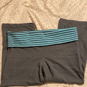Gray Capris with Striped Waistband